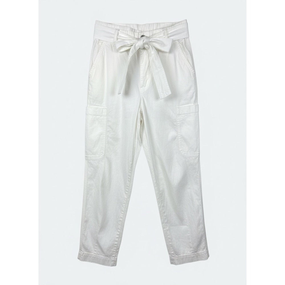 Chico's Size 00/US 2 White Casual Relaxed Pull On Tapered Crop Belt Pants White